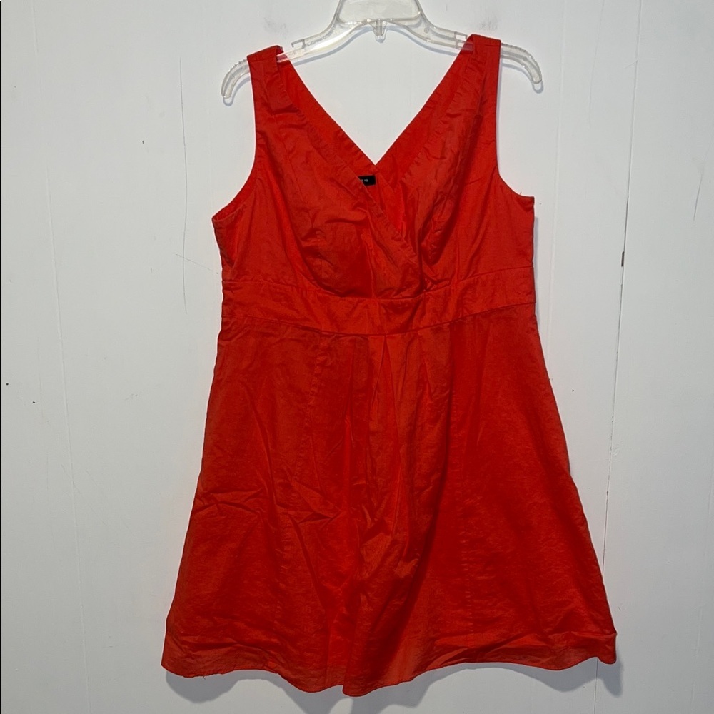 Lands' End Bright Coral Dress V-neck Sleeveless J2